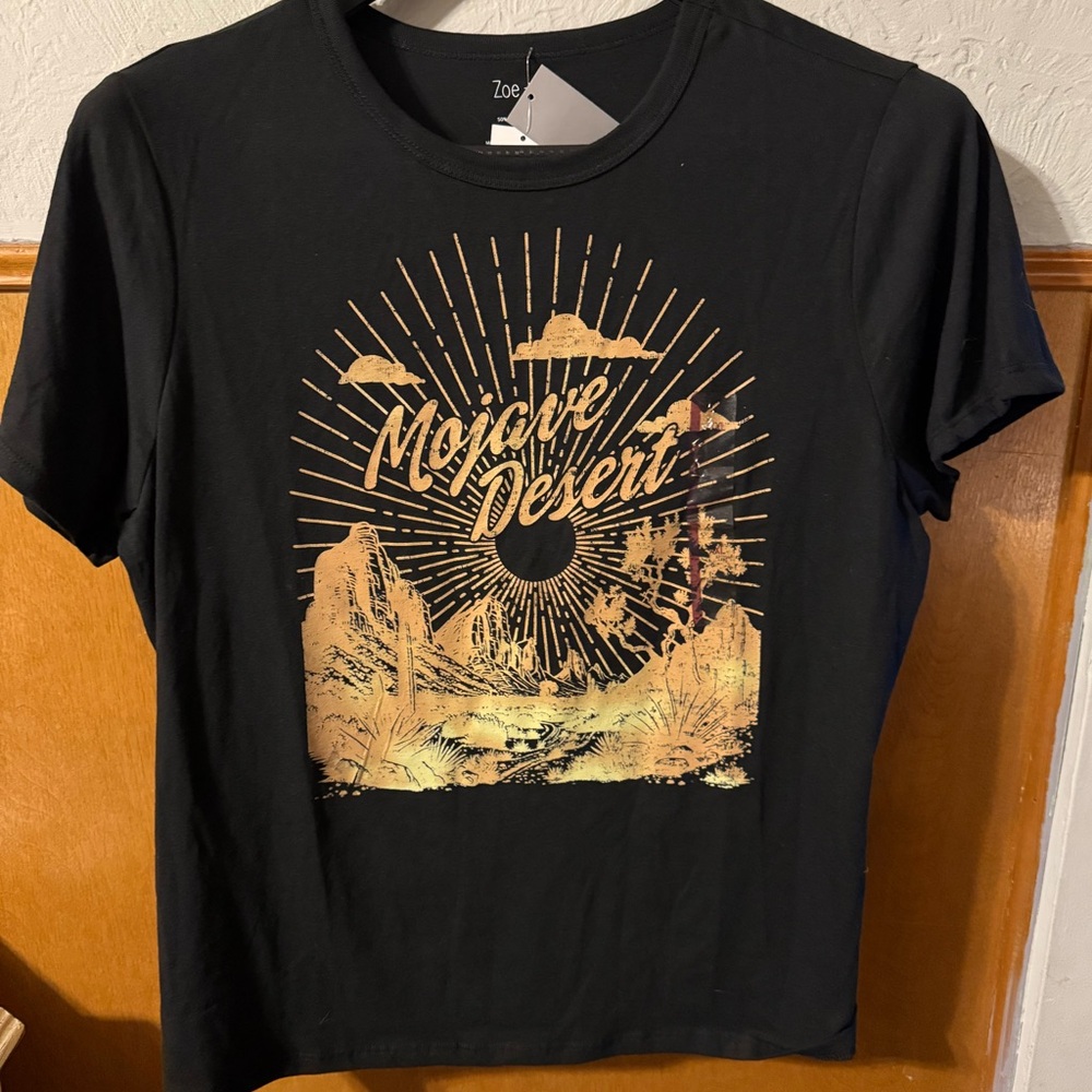 Zoe + Liv Black and Gold Desert Scene Tee